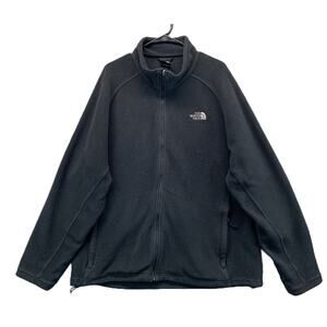 The North Face Full Zip Fleece Jacket Mens 2XL Black Mock Neck Long Sleeve